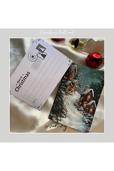 by Merry New Year's Handmade Postcards Set of 2 - Man Santa Christmastree
