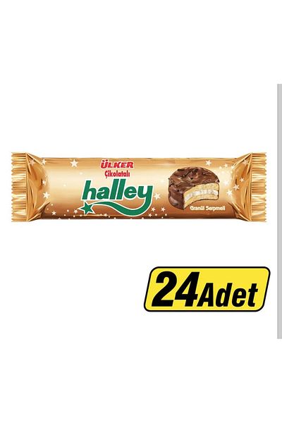 Ülker Mini Halley 66 Grams X 24 Pcs - Marsmallow with Chocolate Covered Biscuits