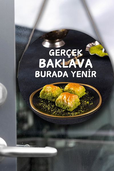 Nod Σαλόνι Μπακλαβά Τοίχος, Πόρτα, Πινακίδα καλωσορίσματος με κρεμαστό πάνελ μονής όψης, Στολίδι καταστήματος μπακλαβά