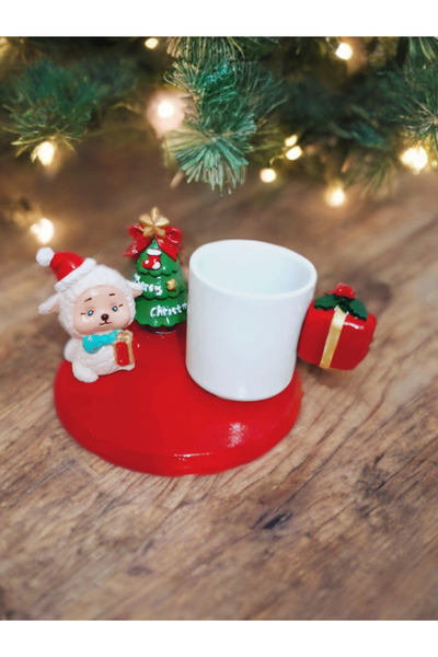 Mutlu Yılbaşı fincanları kuzu detaylı noel türk kahvesi fincanı yeniyıl hediyesi