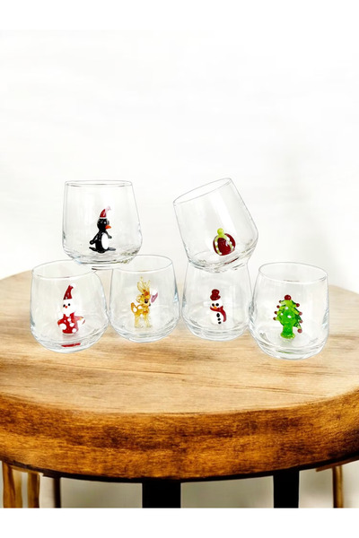 Polonezköy Cam Sanat Merkezi New Year's Coffee Glass Set - New Year's Themed Stylish Design | Special Coffee Enjoyment