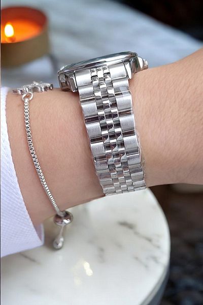 Daniel Klein 29 mm Metallic Stylish Women's Wrist Watch with Cutout Glass, Rhinestone Bracelet Gift