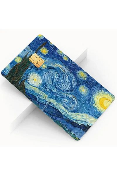 Major Selection Σετ αυτοκόλλητων με θέμα το Starry Night του Βαν Γκογκ με 4 κάρτες Επικάλυψη πιστωτικής/τραπεζικής κάρτας
