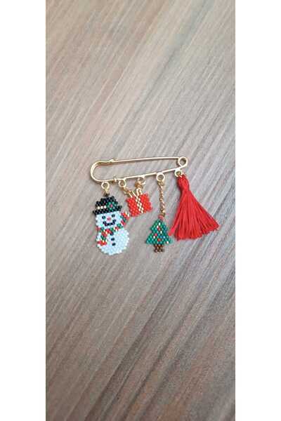 Ebruliişler Ebruli işler El Yapımı Yeni Yıl Temalı İskoç İğnesi-Yaka İğnesi-Broş