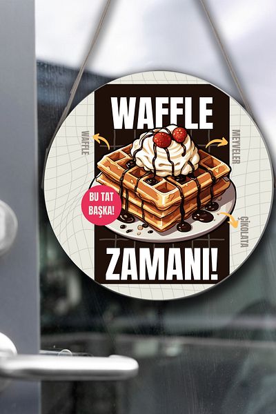 Nod Waffle Hall Τοίχος, Πόρτα, Πίνακας Κρεμάστρας Διπλής Όψης, Πινακίδα καλωσορίσματος, Στολίδι Waffle Shop