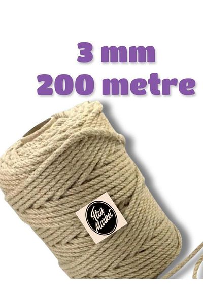 izmir Bitpazarı Σχοινί Ιπποφακίδας 3 mm 200 μέτρων - Σχοινί Κάνναβης - Σχοινί Διακόσμησης - Σχοινί Κάνναβης