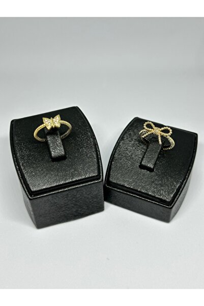 Eslem Aksesuar Gold altın kaplama ikili yüzük Kelebek ve Fiyonk Kurdele yüzük...