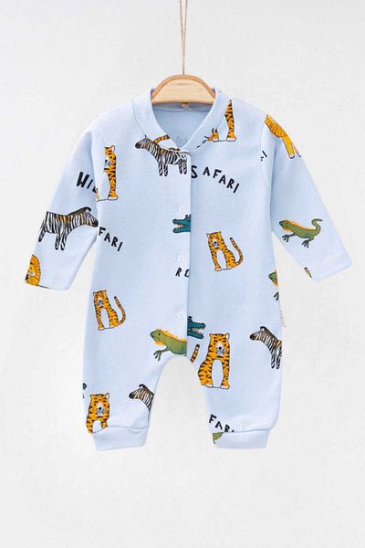 dinamik çocuk Newborn Baby Safari Printed Newborn Baby Onesie with Snap Fasteners Unisex 100% Cotton Flexible 1-3-6 Months