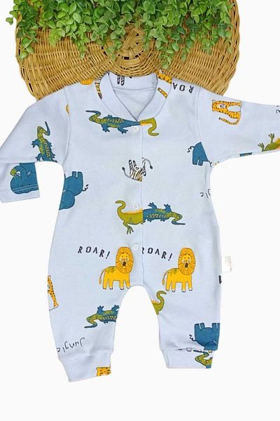 dinamik çocuk Newborn Baby Safari Printed Newborn Baby Onesie with Snap Fasteners Unisex 100% Cotton Flexible 1-3-6 Months
