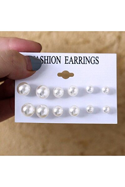 MutluBiDünya Top İnci Küpe 12 Adet