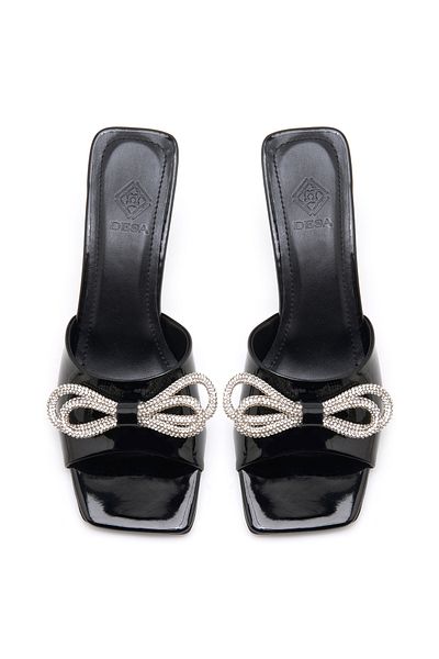Desa Angel Black Women's Bow Heeled Slippers