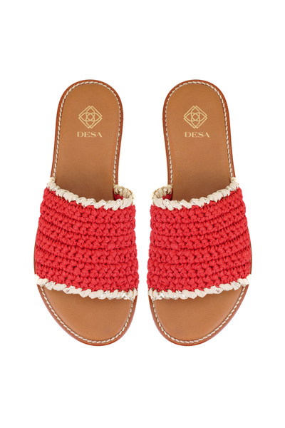 Desa Дамски червени плетени чехли