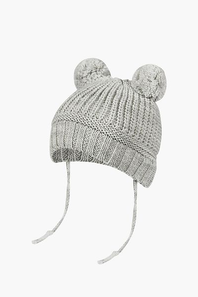 Little Jom 2 Pcs Pompom Knitwear Cap and Beanie for Baby 0-18 Months