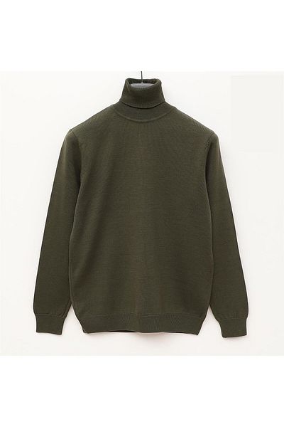 Dio Rise Men's Raffless Long Sleeve Slim Sweater - 180539   - Dark Green
