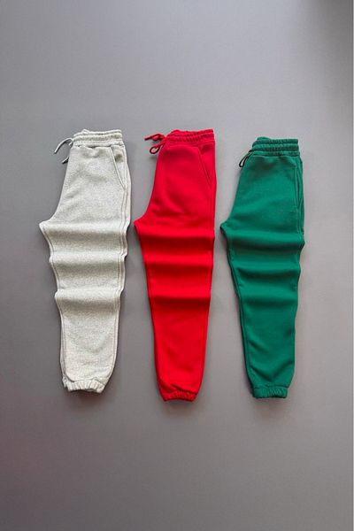 woonkey Unisex Tracksuit Bottom Sleeve Elastic Set of 3 Thick Inside Cotton