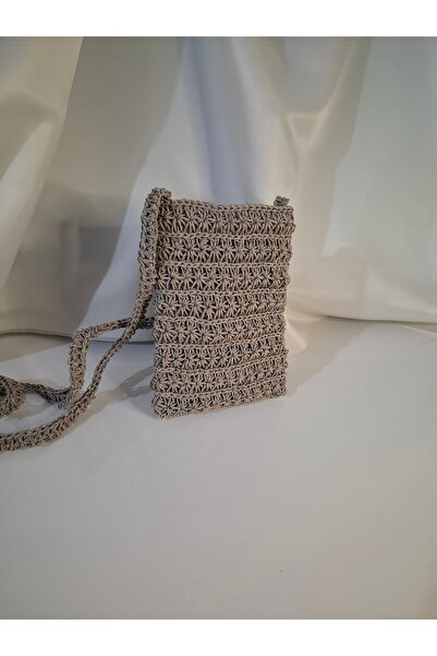 sedef exclusive Sedef Handmade Hasır Kağıt İp Telefon Çantası