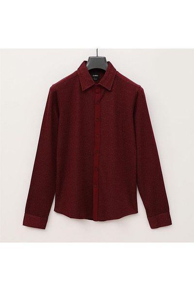 Dio Rise Men's Unrivaled Long Sleeve Slim Shirt - Djg-1001 - Burgundy