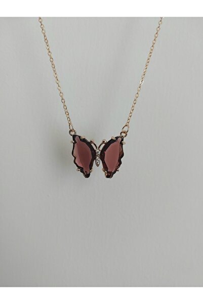 Alexis Carrel Zirkon Taşlı Cam Kelebek Kolye