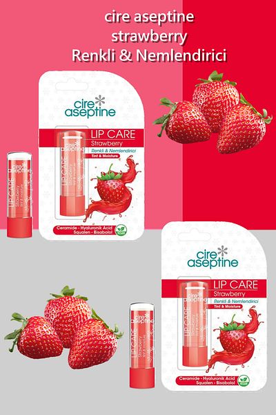 CIRE ASEPTINE Lip Care Strawberry Color Lip Moisturizer 4.5 g X 2 Pieces