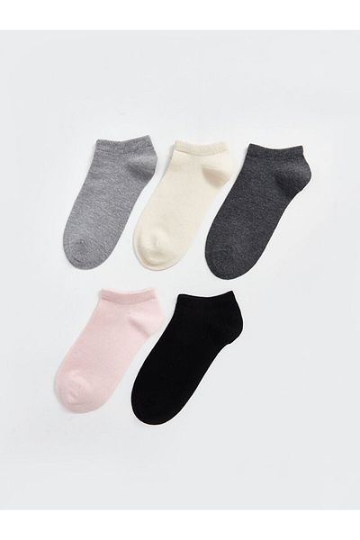 LC Waikiki New Season Women's Plain Booties Socks 5 Pack - W41330Z8