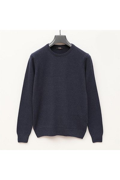 Dio Rise Hanorac pentru bărbați, cu mânecă lungă, subțire, cu gât crew - Dark Indigo Melange