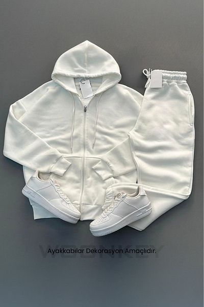 woonkey 3 Yarn Unisex Tracksuit Set - Cotton, Length Zippered