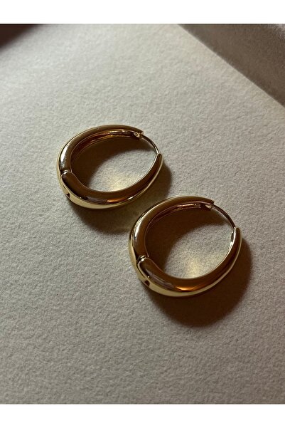 Estosh Aksesuar Gold Oval Küpe
