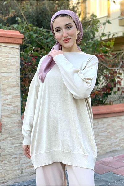 Moda Rosa 25K4420 - Beige - Glittery Knitwear Tunic