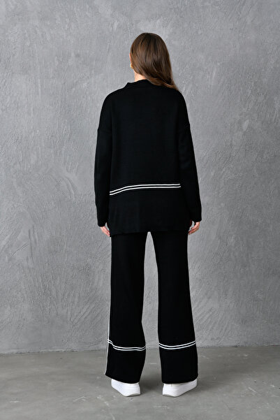 barış sülün lovebox Ψηλόμεσο και ριγέ παντελόνι με φαρδύ πόδι - Hijab Knitwear Set 3040