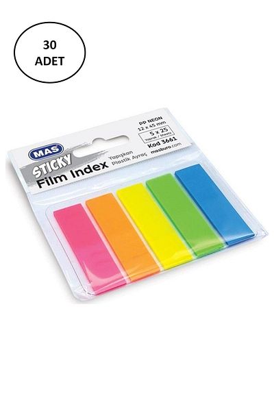 Easy Tedarik Mas 3661 - 12x45 mm Colorful Quadrilateral Adhesive Sticker, 30 Pieces