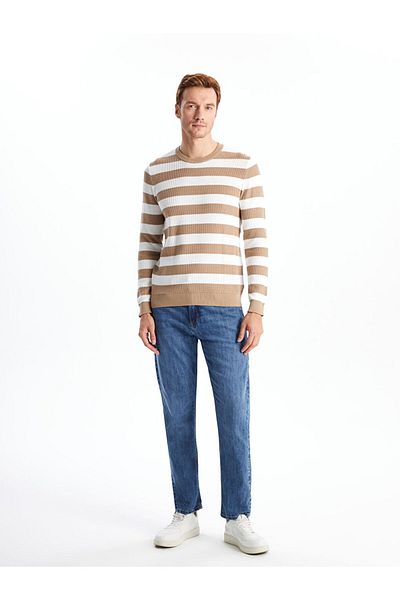 LC Waikiki LCWAIKIKI Classic Crew Neck Long Sleeve Striped Men's Knitwear Sweater