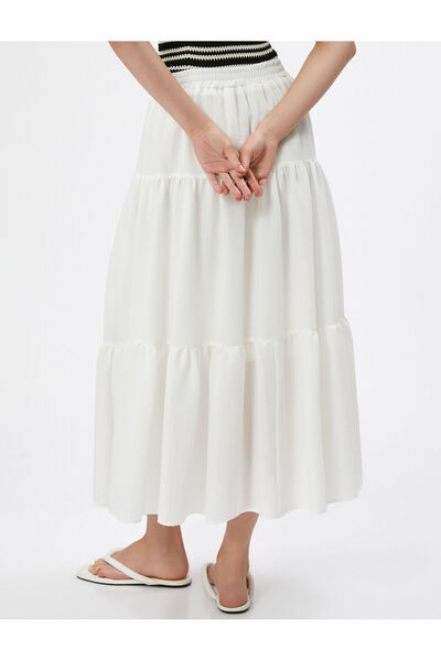 Koton Długa spódnica z elastyczną talią i falbanką. Wygodny krój