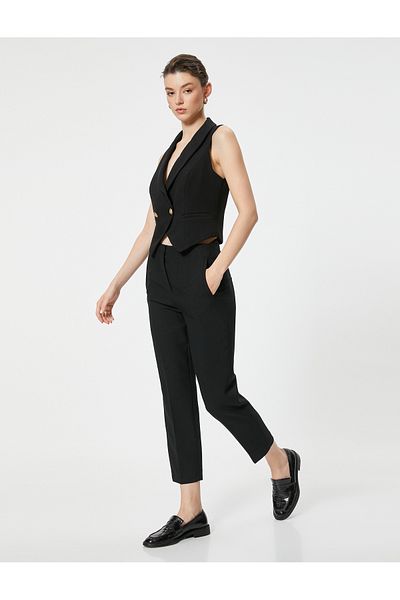 Koton High Waist Slim Fit Cigarette Fabric Trousers