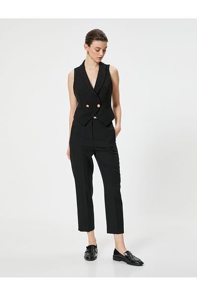 Koton High Waist Slim Fit Cigarette Fabric Trousers