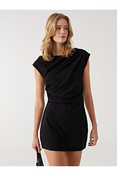 LC Waikiki LCW Vision Siyah Kayık Yaka Kadın Elbise