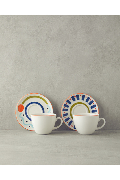 English Home 4 Piece Colorful Porcelain Cup Set - 2 People