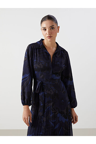 LC Waikiki Mixed Shirt Collar Floral Dress