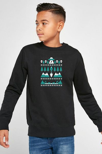 Tshirthane Паранормална коледна черна детска блуза 2ip