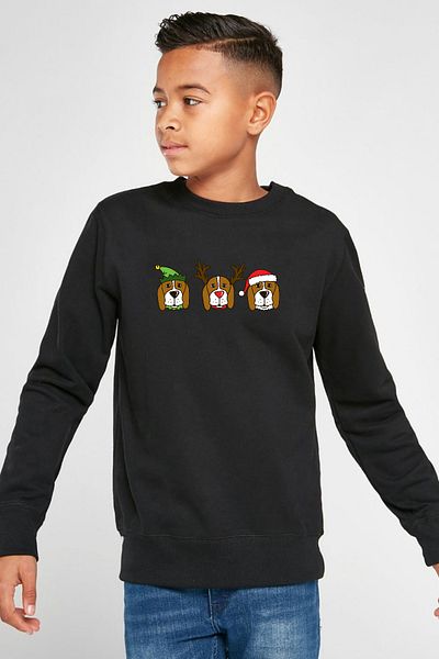Tshirthane Детски суитшърт 3 Wise Beagles, черен, 2ip