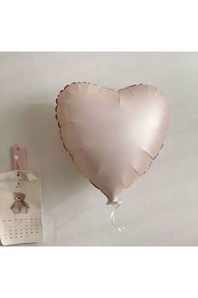 aşkın concept Pink Satin Heart Foil Balloon Soft Pink 18 Inch 45 cm