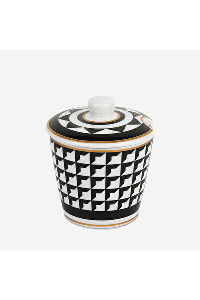 Baci Milano Optical Siyah Beyaz Porselen Şekerlik 10 Cm