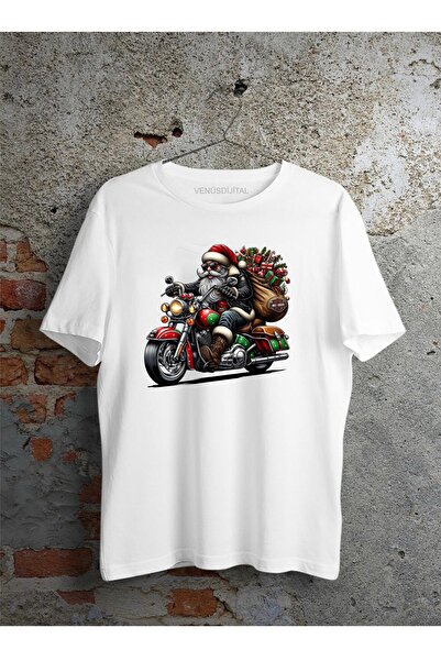 venüsdijital Πρωτοχρονιάτικο μπλουζάκι Biker Santa - Πρωτοχρονιάτικο T-Shirt