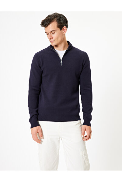 Koton Basic-Strickpullover – halber Reißverschluss, lange Ärmel