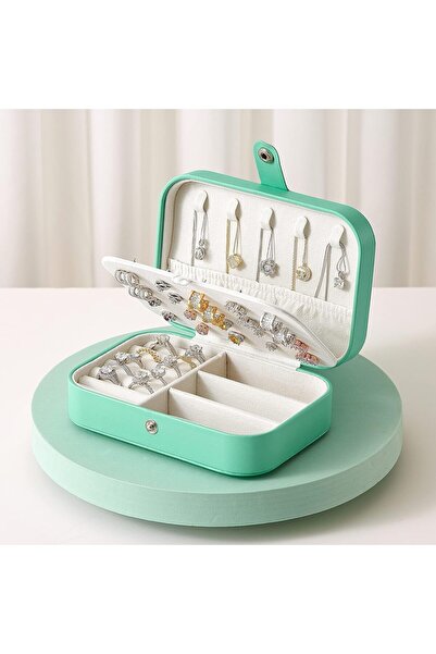 SheSee Dikdörtgen Takı Kutusu 3 Bölmeli Mücevher Düzenleyici Yüzük Küpe Kolye Seyahat Organizeri D-3