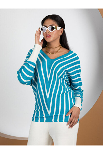 BERNEO V-подібний виріз, смугастий, з блискітками, трикотажна туніка