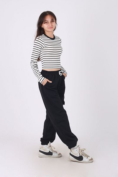 han elegant Pantaloni de trening cu buzunare cargo și set pentru fete cu crop