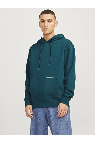 Jack & Jones Jack&jones Hood Legacy Noos Ανδρικό φούτερ με κουκούλα τιρκουάζ