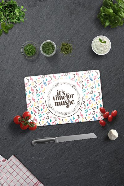 Decorita Glass Cutting Board - Glass Cutting Board |   Music Time |   20cm X 30cm