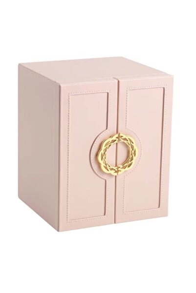 SheSee Lüx Mücevher Küpe Yüzük Kolye Bilezik Saat Organizer Takı Kutusu Dışı PU Deri İçi Süet 24x20x18 Cm