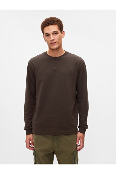 GAP Erkek Kahverengi Logo Heavyweight T-Shirt